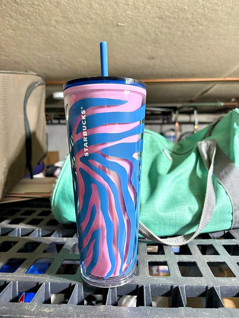Starbucks Pink & Blue Zebra Cold Cup Tumbler
